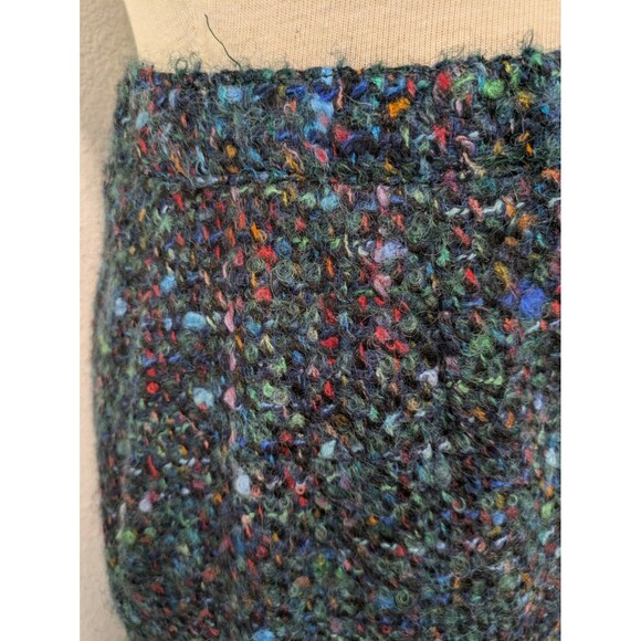 Vintage Y2K Blue Multicolored Rainbow Wool Blend Tweed Boucle Pencil Skirt sz XS - Picture 4 of 11